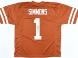 Colin Simmons Autographed Orange College Style Jersey - JSA