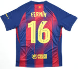 Fermin Lopez Autographed FC Barcelona Home Soccer Jersey #16 - Beckett *M