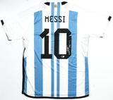 Lionel Messi Autographed Argentina Home Soccer Jersey #10 - Beckett *L