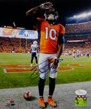 Emmanuel Sanders Autographed Denver Broncos 8x10 Saluting PF. Photo- JSA W Auth