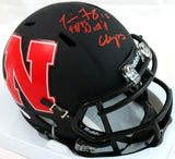 Tommie Frazier Autographed Nebraska AMP Mini Helmet w/Insc - Beckett W Auth *Red