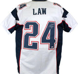 Ty Law Autographed White Pro Style Jersey w/HOF-Beckett W Hologram *Silver