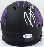 Ray Lewis Autographed Baltimore Ravens Eclipse Mini Helmet w/hof- Beckett W *Sil