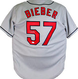 Shane Bieber Autographed Cleveland Indians Grey Majestic Jersey-Beckett W