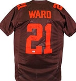 Denzel Ward Autographed Brown Pro Style Jersey w/Insc.-Beckett W Hologram *Black