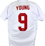 Bryce Young Autographed White College Style Jersey w/Hesiman- Beckett W Hologram