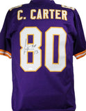 Cris Carter Autographed Purple Pro Style Jersey w/ HOF- JSA W *Black