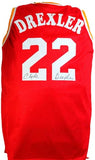 Clyde Drexler Autographed Red TB Pro Style Jersey- JSA W