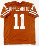 Major Applewhite Autographed Orange College Style Jersey w/Hook Em- JSA Auth *R1