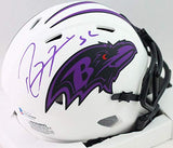 Ray Lewis Autographed Baltimore Ravens  Lunar Mini Helmet- Beckett W *Purple