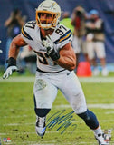 Joey Bosa Autographed Chargers Running Close Up 16x20 FP Photo- Beckett W *Blue