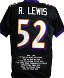 Ray Lewis Autographed Black Pro Style STAT2 Jersey - Beckett W Auth *2