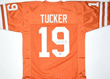 Justin Tucker Autographed Orange College Style Jersey- Beckett W Hologram *Black