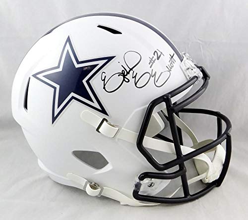 elliott football helmet Ezekiel Elliott Signed Dallas Cowboys F/S Flat White Speed Helmet- Bec –  The Jersey Source