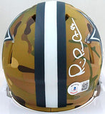 Michael Irvin Autographed Dallas Cowboys Camo Speed Mini Helmet- Beckett W Holo