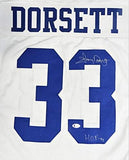 Tony Dorsett Autographed White Pro Style Jersey w/ HOF- Beckett W Auth *R3