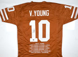 Vince Young Autographed Orange College Style STAT Jersey - Beckett W Hologram