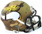 Adrian Peterson Signed Vikings Camo Speed Mini Helmet - Beckett W Auth *Yellow