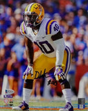 Devin White Autographed LSU 8x10 PF Photo In Stance White Jersey - Beckett Auth