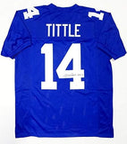 Y.A. Tittle Autographed Blue Pro Style Jersey W/ HOF- JSA W Authenticated *M4