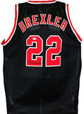 Clyde Drexler Autographed Black Pro Style Jersey- JSA W *Black