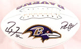 Deion Sanders Ray Lewis Signed Baltimore Ravens Logo Football- Beckett W Holo