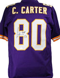 Cris Carter Autographed Purple Pro Style Jersey w/ HOF- JSA W *Black