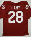 Yale Lary Autographed Maroon College Style Jersey With Gig Em- JSA Authenticated