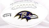 Justin Tucker Autographed Baltimore Ravens Logo Football- Beckett W Hologram