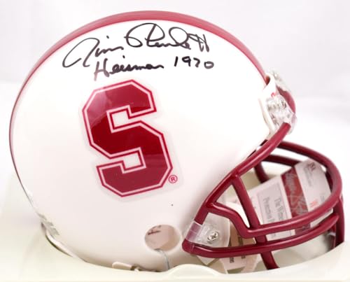 Jim Plunkett Autographed Stanford Mini Helmet w/ Heisman 1970- JSA W *   The Jersey Source