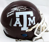 Johnny Manziel Autographed TX A&M Maroon Speed Mini Helmet w/JF-BeckettW Holo