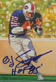 O.J. Simpson Autographed Buffalo Bills Goal Line Art Card w/ HOF- JSA Witnessed