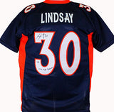 Phillip Lindsay Autographed Blue Pro Style Jersey w/Insc.-Beckett W Hologram