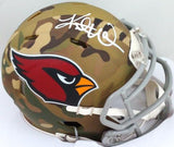 Kurt Warner Autographed Cardinals Camo Speed Mini Helmet- Beckett W *White