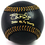 Shane Bieber Signed Rawlings OML Black Baseball w/ Insc - Beckett W Auth *Gold