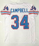 Earl Campbell Autographed White Pro Style Jersey With HOF- JSA W *Black