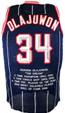 Hakeem Olajuwon Autographed Blue Stat Pro Jersey- JSA W *Black