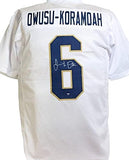 Jeremiah Owusu-Koramoah Autographed White College Style Jersey- Prova *Silver