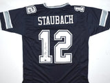 Roger Staubach Autographed Blue Pro Style Jersey-Beckett W Hologram *Black