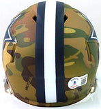 Dak Prescott Autographed Dallas Cowboys Camo Mini Helmet- Beckett W *White