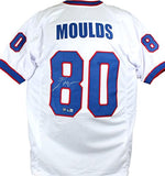 Eric Moulds Autographed White Pro Style Jersey-Beckett W Hologram *Silver