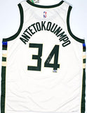 Giannis Antetokounmpo Signed Bucks 22-23 White Swingman Association JSY-Beckett
