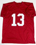 Tua Tagovailoa Signed Red College Style Jersey w/ Roll Tide - Beckett W Auth *1