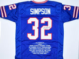 O.J. Simpson Autographed Blue Pro Style STAT Jersey- JSA W *Black