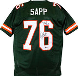 Warren Sapp Autographed Green College Style Jersey w/Insc.-Beckett W Hologram