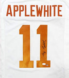 Major Applewhite Autographed White College Style Jersey- JSA Authenticated *R1