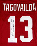 Tua Tagovailoa Signed Red College Style Jersey w/ Roll Tide - Beckett W Auth *1