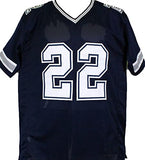 Emmitt Smith Autographed Blue Pro Style Jersey w/White # *R2-Beckett W Hologram