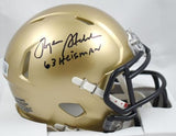 Roger Staubach Signed Navy Midshipmen Speed Mini Helmet w/Heisman-Beckett W Holo *Black