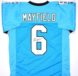 Baker Mayfield Autographed Blue Pro Style Jersey- Beckett W *Black